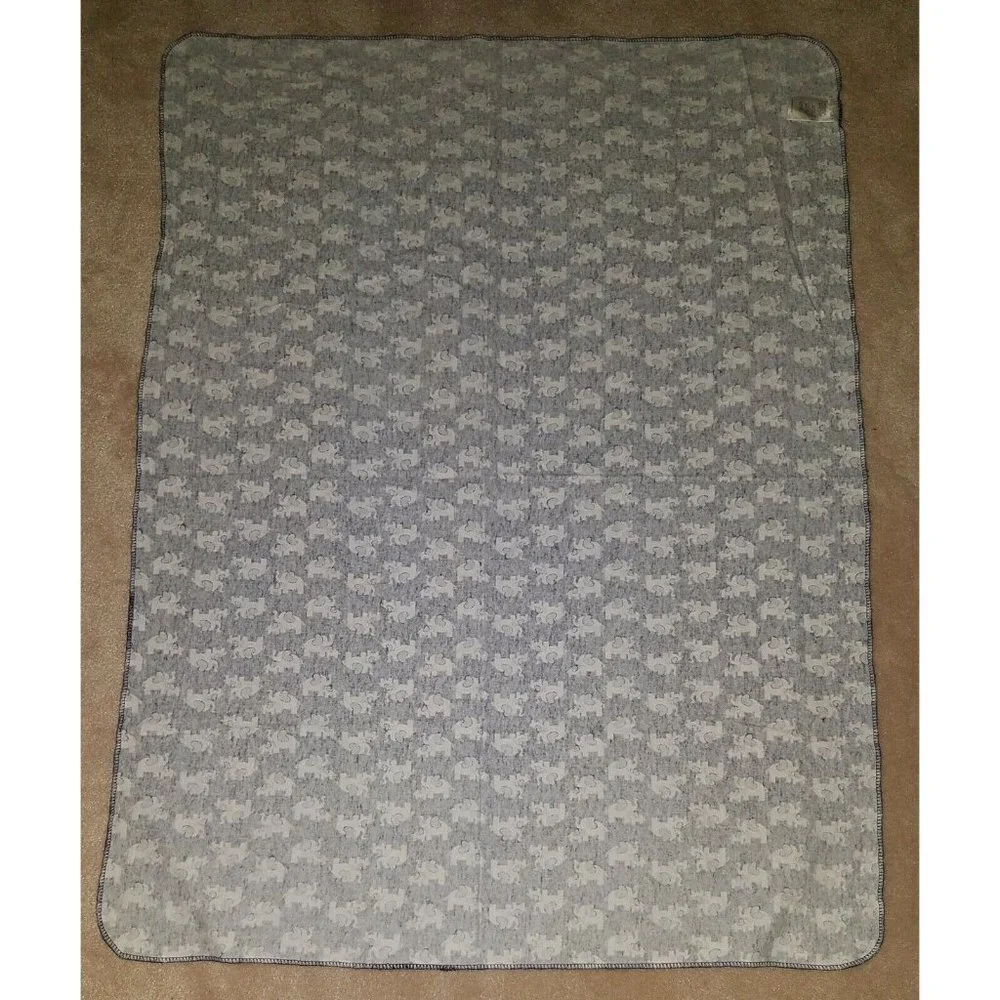 Koala Baby Blue White Elephants Receiving Blanket Lovey Security 100% Cotton